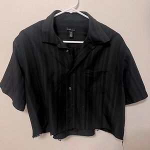 Black cropped button up